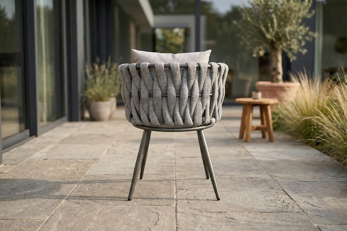 GARTENSTUHL LUSHA Hellgrau Kunststoff, Metall - Hellgrau, Metall (62/78/63cm) - KAWOLA