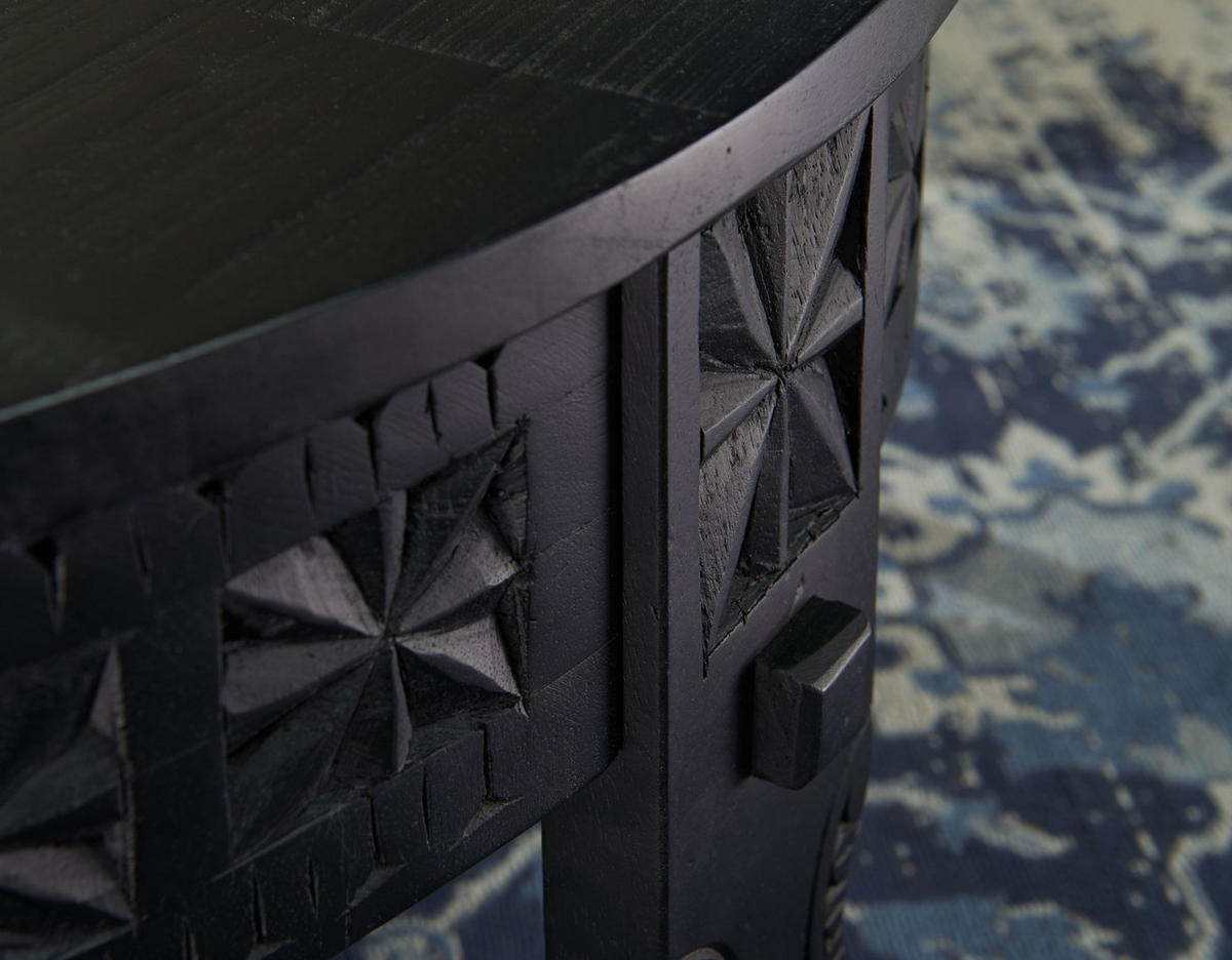 COUCHTISCH Massivholz Schwarz Lackiert, Orientalisches Design, Handgefertigt - Schwarz/Braun, Holz (80/80/36cm) - KADIMA DESIGN