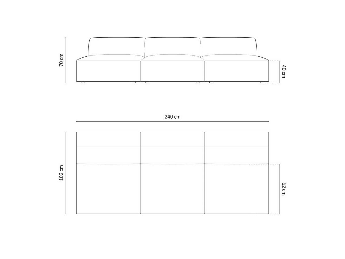 SOFA Jodie aus Samt dunkelbeige 3 Sitzplätze - Mokka, Textil (240/70/102cm) - Micadoni