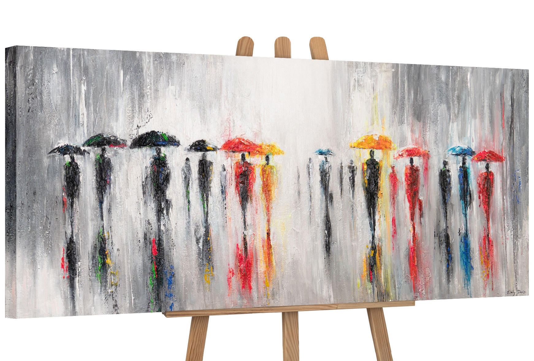 YS-art gallery Gemälde Grau 115x50 cm