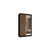 KLEIDERSCHRANK mit Spiegel-Schiebetüren und Aluminium-Leisten, LED-Beleuchtung - LAMELO- 120 cm Schwarz+Artisan+Schwarz - Schwarz, Holzwerkstoff (120/216/61cm) - ALTDECOR