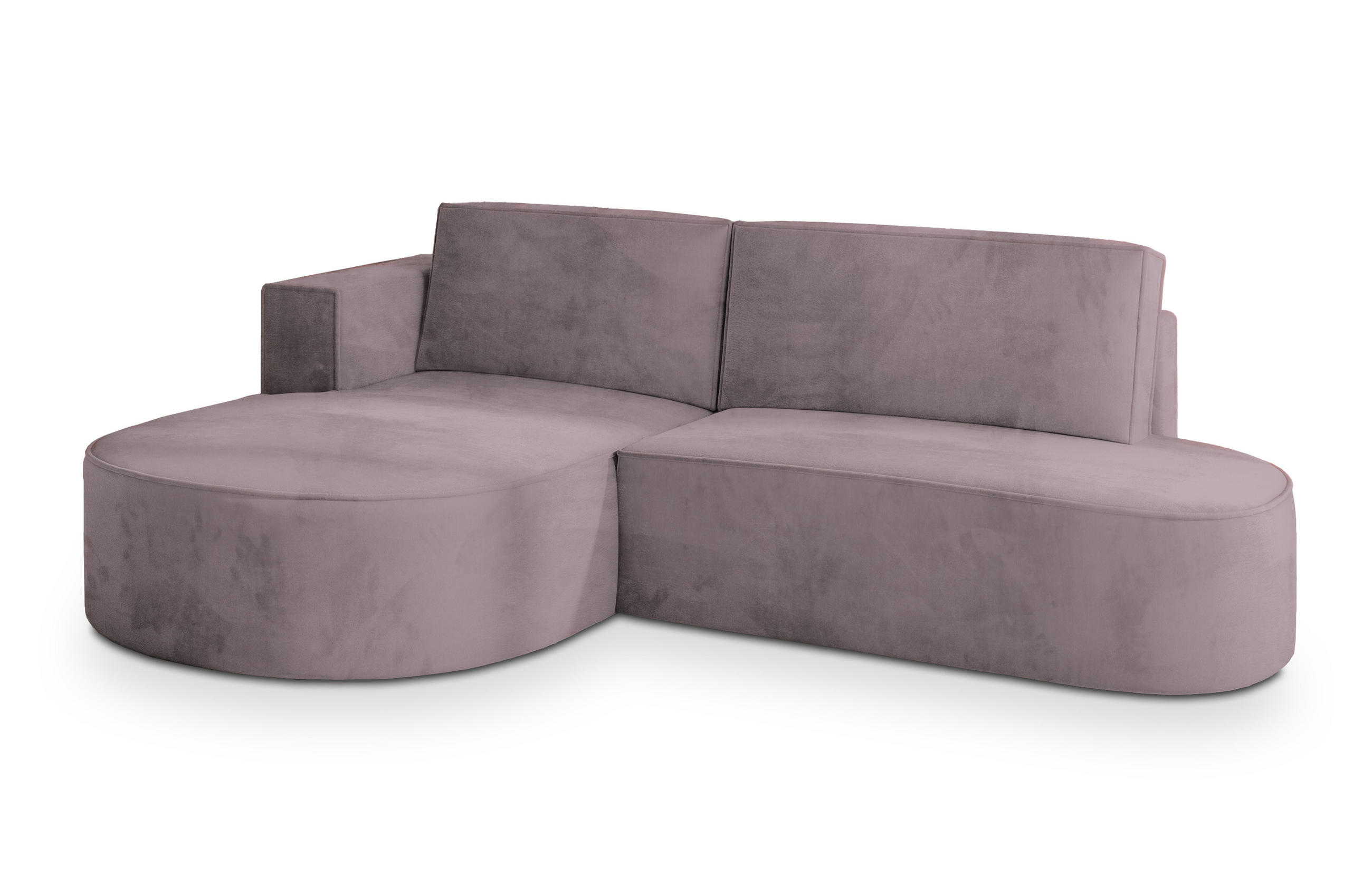 ECKSOFA CORTIO M L-S Lila Velours-Stoff mit Schlaffunktion - Lila, Holz (265/174cm) - MASSENO
