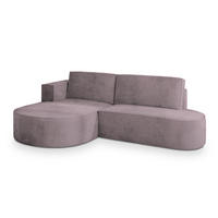 ECKSOFA CORTIO M L-S Lila Velours-Stoff mit Schlaffunktion - Lila, Holz (265/174cm) - MASSENO