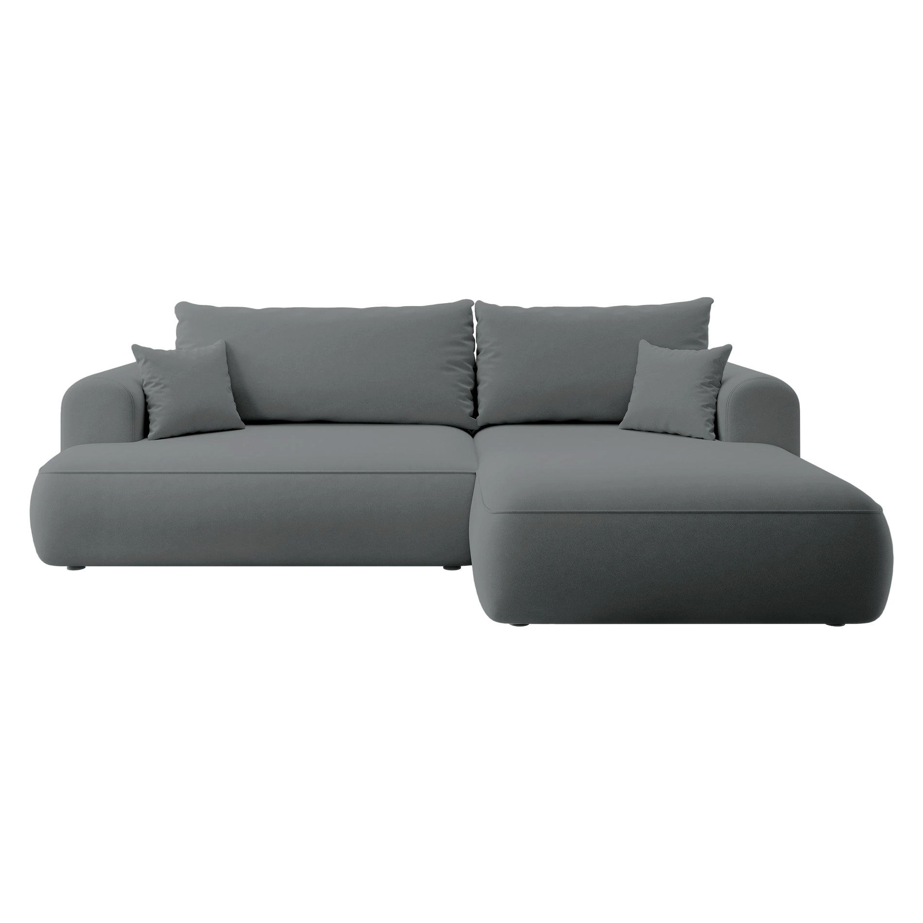 ECKSOFA Ovo Dunkelgrau Samt - Dunkelgrau/Schwarz, Kunststoff/Textil (165/260cm) - Selsey