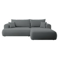ROHOVÁ pohovka Ovo, tmavě šedý samet - černá/tmavě šedá, textil/plast (165/260cm) - Selsey