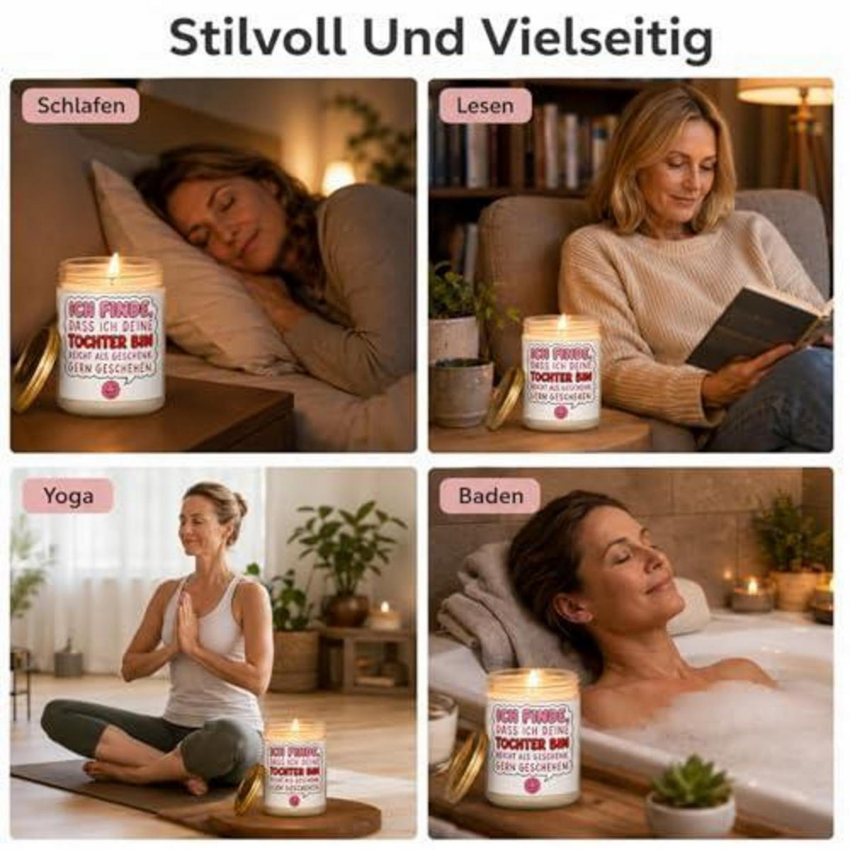 DUFTKERZE mit Spruch 3,5 OZ Lavendel Sojawachs - Multicolor, Glas (6.5cm)