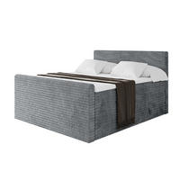 BOXSPRINGBETT mit Matratze H3|H4 und Lattenrost - TOLO-Z KING-v1 200x200 Cord - Dunkelgrau - Dunkelgrau, Holzwerkstoff (200/200cm)