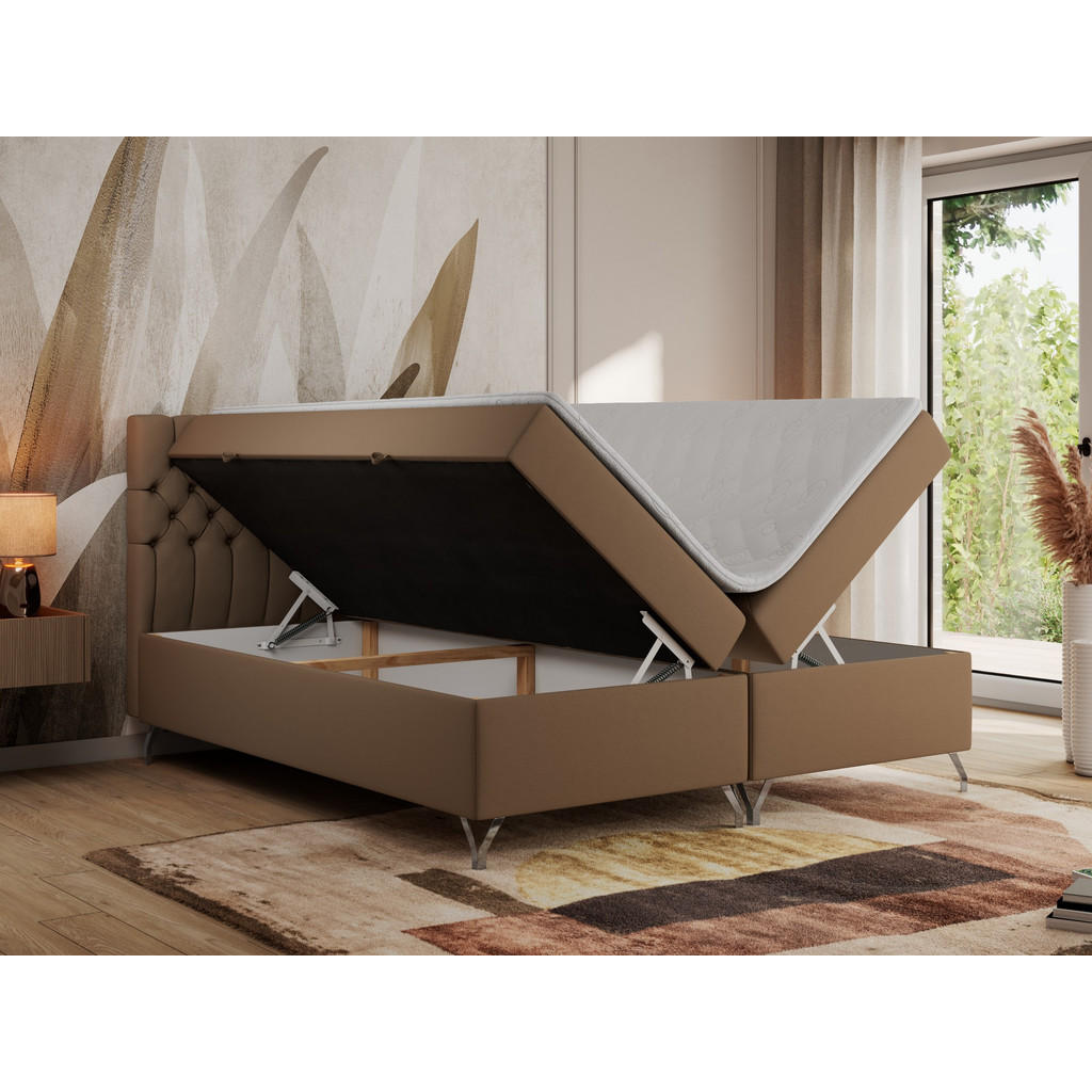 Thumbnail - MKS Boxbett, Braun, Textil, 2-Sitzer, H4, 7-Zonen, Rechteckig, 140x200 cm, Schlafzimmer, Betten, Boxspringbetten