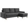 ECKSOFA Lang Velvet Grau - Braun/Grau, Holz/Textil (220/140cm) - MKS