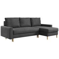ECKSOFA Lang Velvet Grau - Braun/Grau, Holz/Textil (220/140cm) - MKS