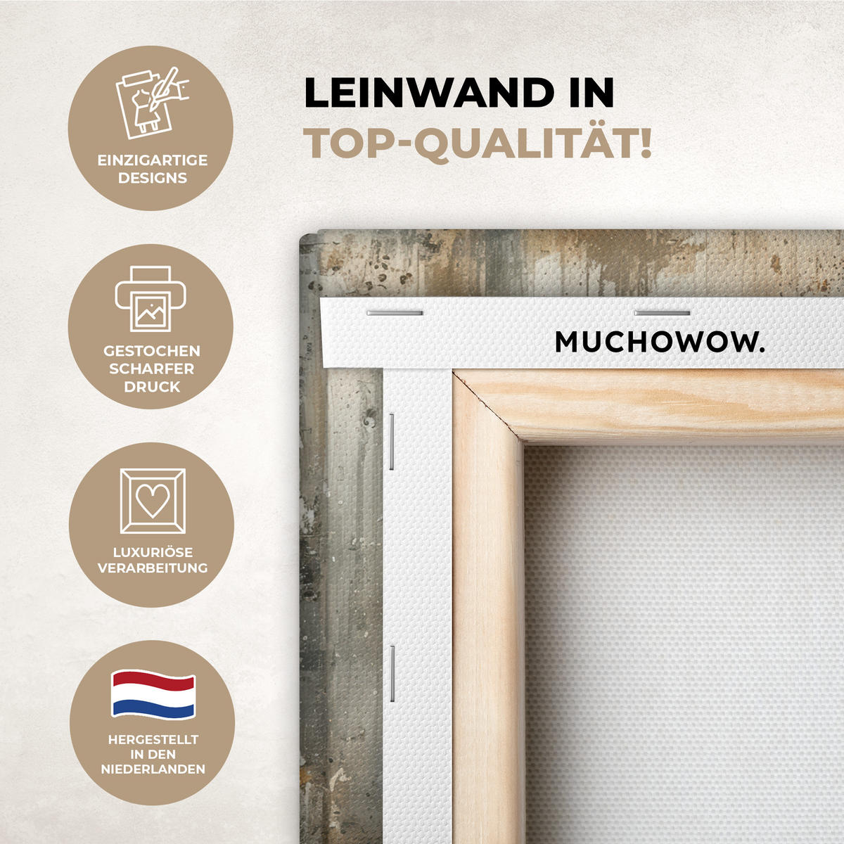 LEINWANDBILD Weihnachtsbaum - Vintage - Weihnachten - Geschenk 30x20 cm - Rostfarben, Textil (30/20cm) - MuchoWow