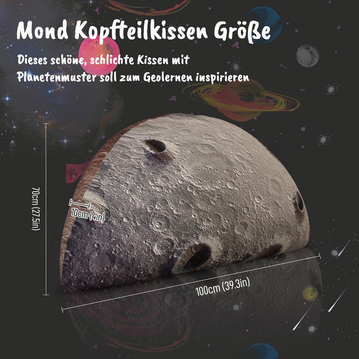 RÜCKENKISSEN passend für Kinderbetten Mond 100cm - Grau, Textil (10/100cm) - Vercart