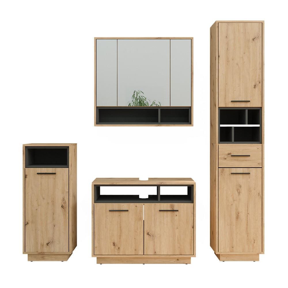 BADRUMSMÖBELSET Beatrice Hantverks ek 4 delar Ek Artisan 64/80/40 cm
