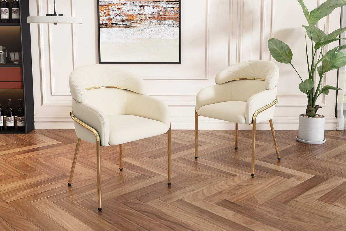 ESSZIMMERSTUHL 6er Set Samt Beige Metallbeine - Beige, Textil (54.5/78/57cm) - FLIEKS