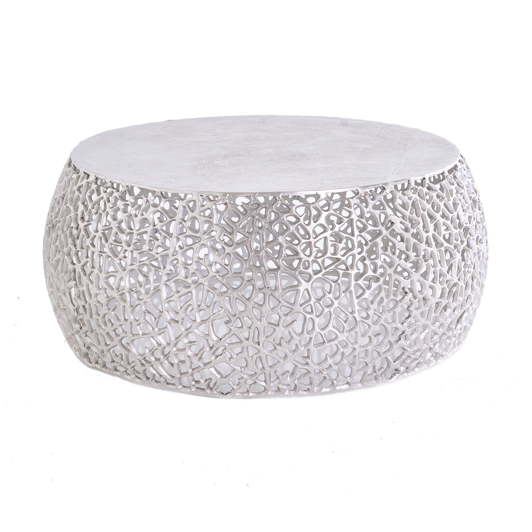 COUCHTISCH ABSTRACT LEAF rund Silber 73cm - Silberfarben, Metall (73/73/31cm) - riess-ambiente