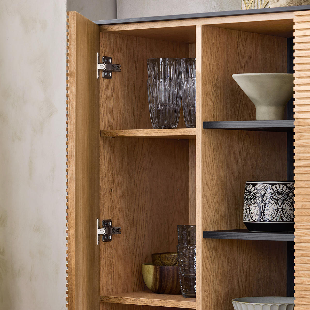 HIGHBOARD Schwarz-Natur - Schwarz/Naturfarben, Holzwerkstoff/Metall (92/119/40cm) - SoBuy