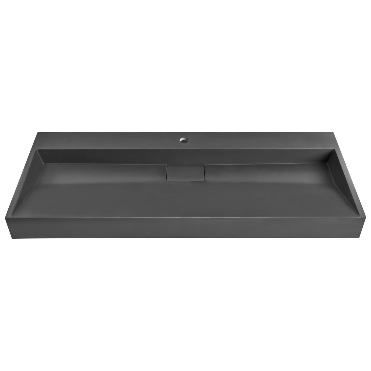 HÄNGEWASCHBECKEN Schwarz 120/46 cm Mineralguss Quenko - Schwarz, Naturmaterialien (120/12/46cm) - Beliani