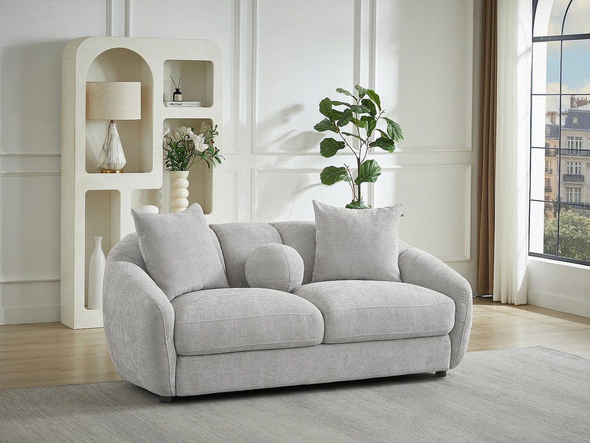 SOFA - 2 Personen - stoff - hellgrau Nafeki - Hellgrau, Textil (182/78/96cm) - Vente-Unique