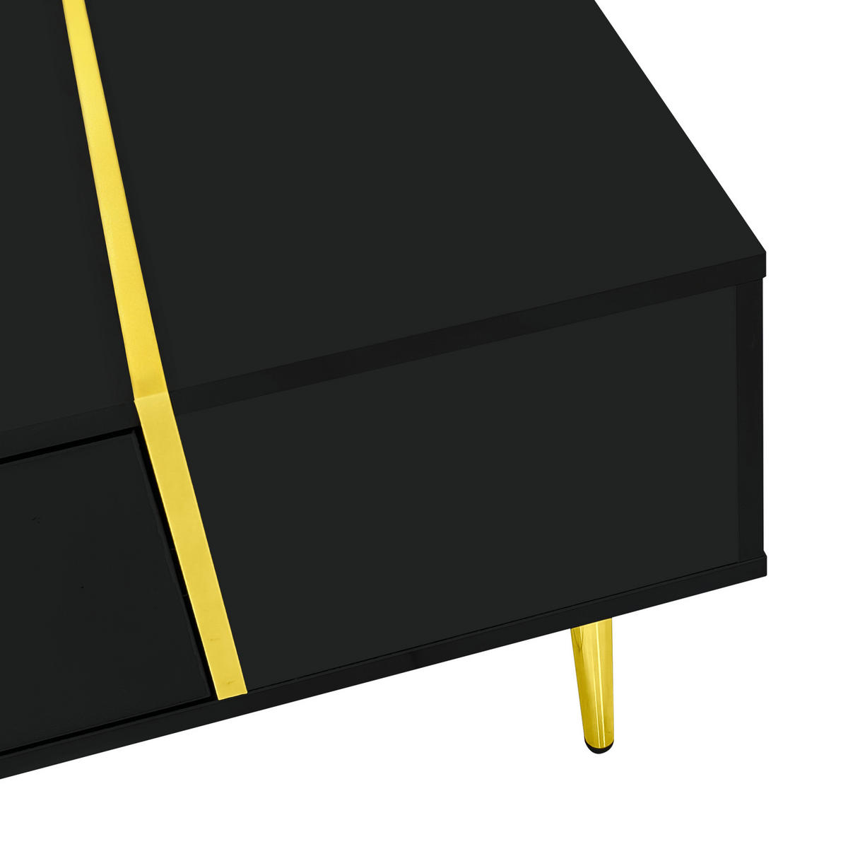 KONFERENČNÍ stolek 100/60/41,5 cm černý z MDF se 2 zásuvkami a vysokým leskem - černá, kompozitní dřevo (100/60/41.5cm) - OKWISH