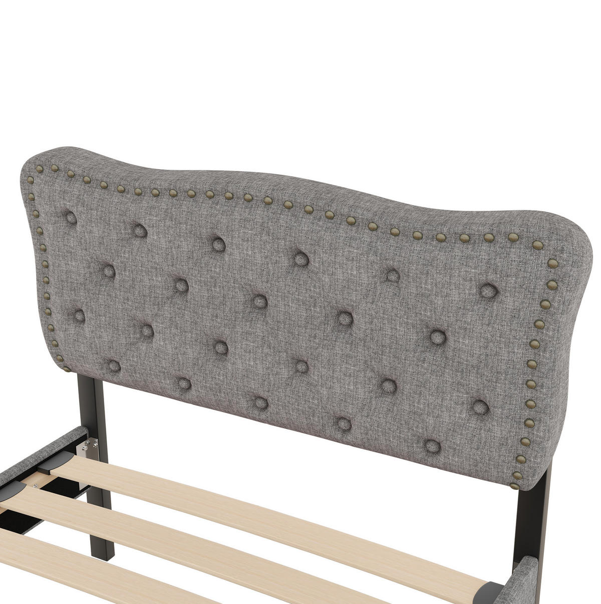 POLSTERBETT 90/200 cm Grau mit 2 Schubladen und gepolstertem Kopfteil - Grau, Textil (90/200cm) - BEAOK
