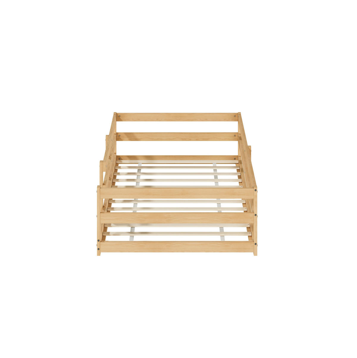 KINDERBETT 90/200 cm aus Kiefer massiv mit 4-seitiger Sicherheitsumrandung Natur - Naturfarben, Holz (90/200cm) - Modenvie