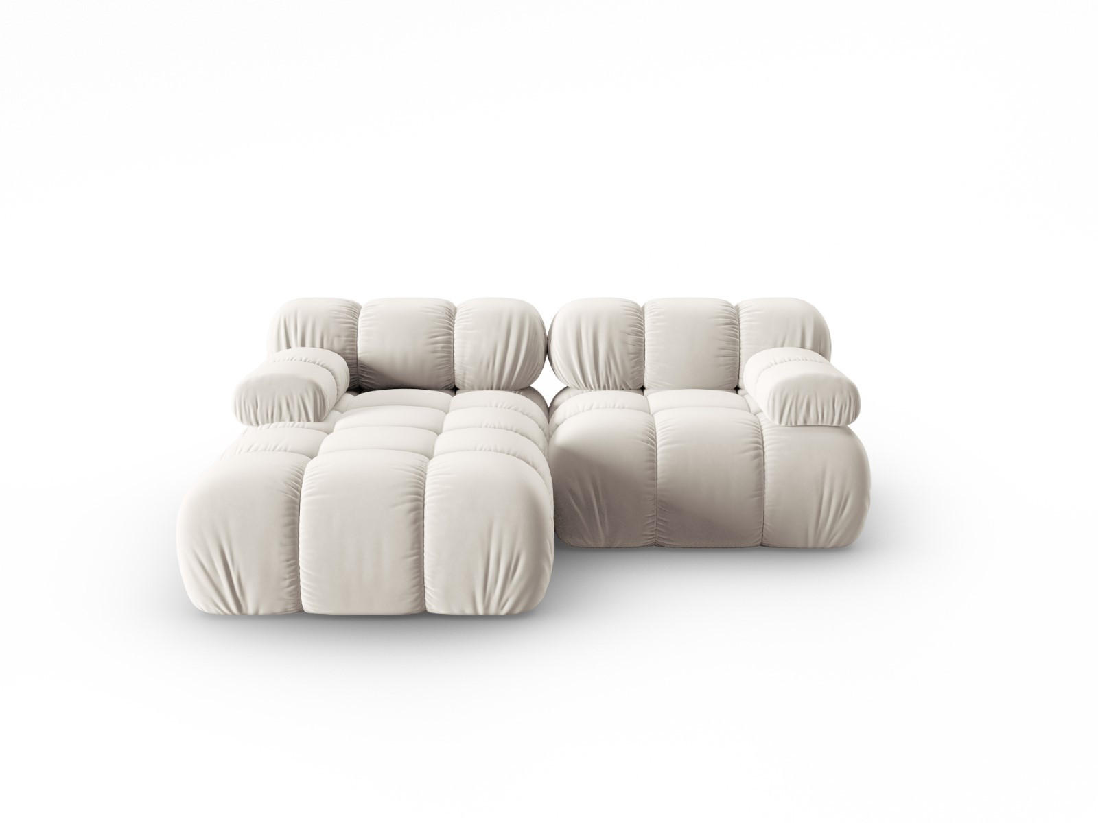 MODULARES-ECKSOFA links Bellis aus Samt leichtes beige 3 Sitzplätze - Creme, Textil (157/191cm) - Micadoni