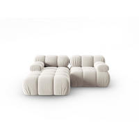 MODULARES-ECKSOFA links Bellis aus Samt leichtes beige 3 Sitzplätze - Creme, Textil (157/191cm) - Micadoni