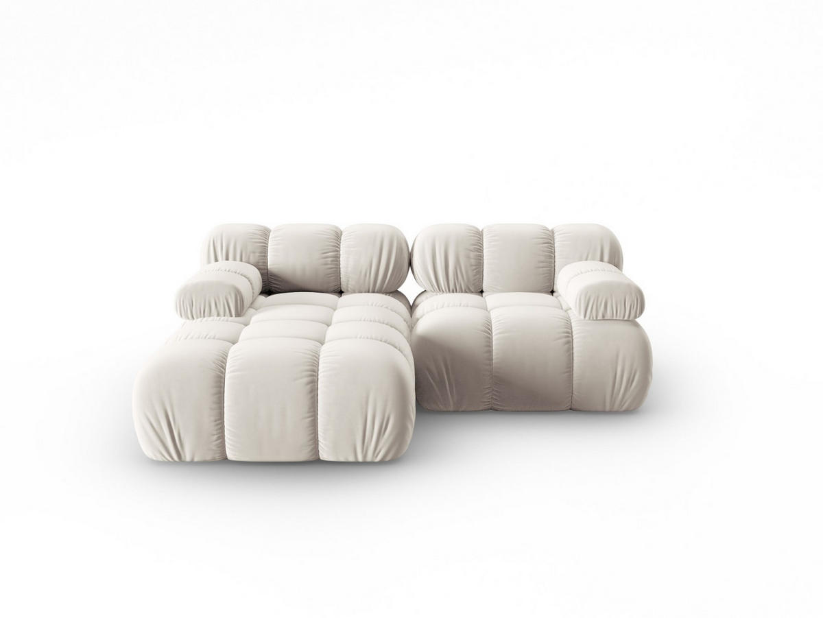 MODULARES-ECKSOFA links Bellis aus Samt leichtes beige 3 Sitzplätze - Creme, Textil (157/191cm) - Micadoni