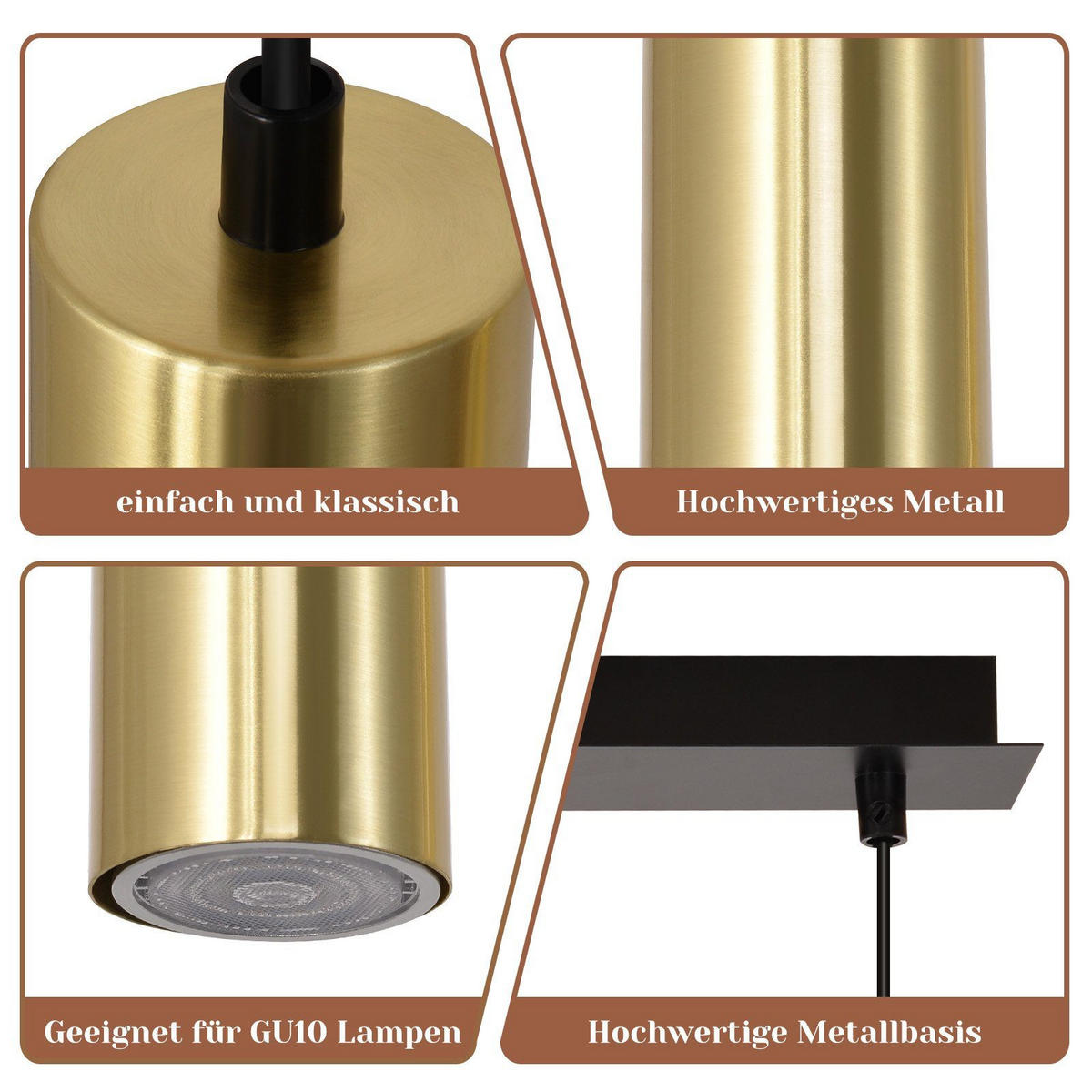 HÄNGELEUCHTE Glück 60/6/170 cm - Goldfarben, Metall (60/6/170cm) - Nettlife