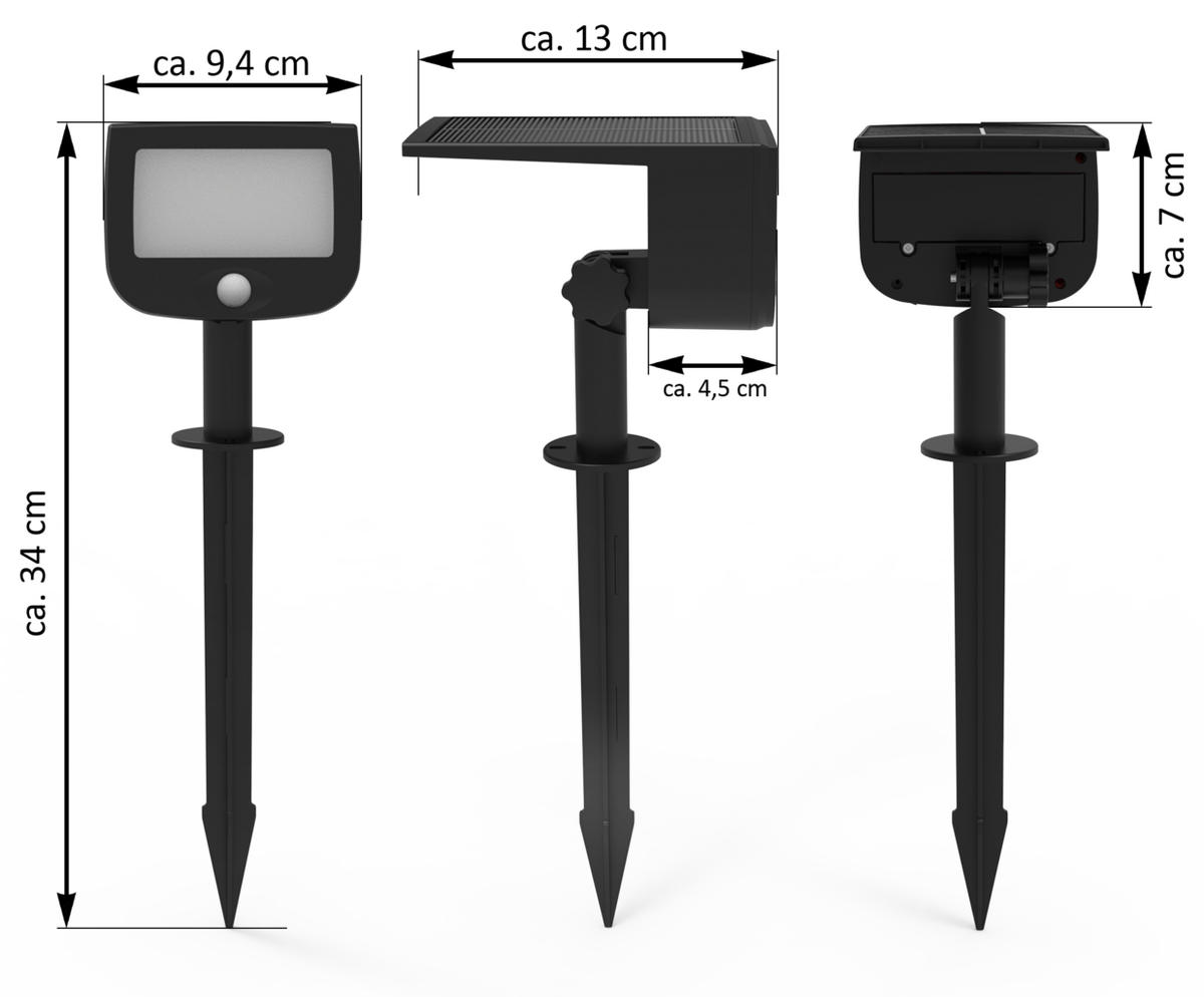 LED-SOLAR-SICHERHEITSLEUCHTE - mit Bewegungsmelder und Funkaktivierung für Garten und Terrasse, 3er-Set - Weiß, Kunststoff (13/4.5/33.9cm) - Northpoint