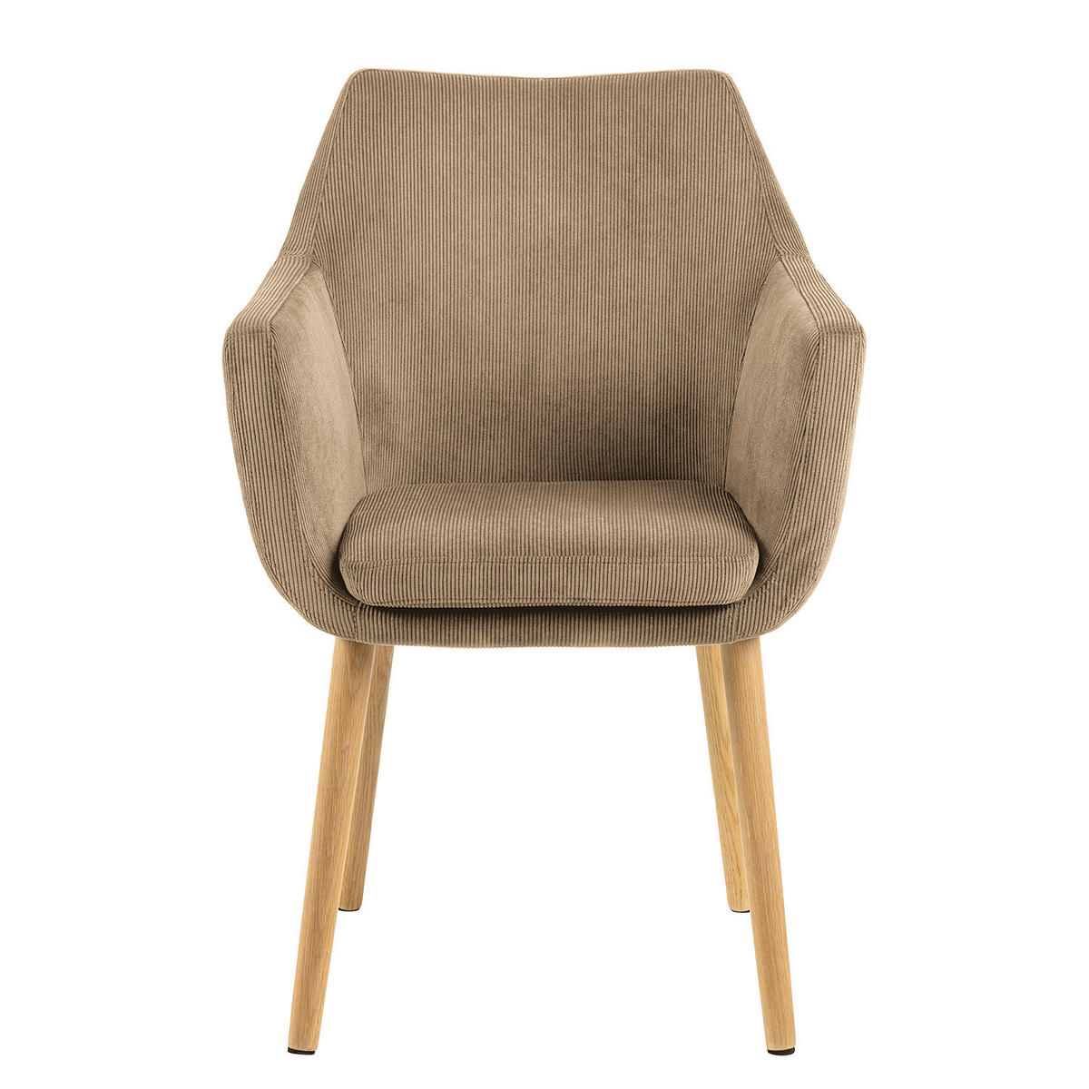 ARMLEHNENSTUHL - Eiche massiv - gepolsterte Sitzschale - abnehmbaren Sitzkizzen - Eichefarben/Beige, Eichenholz/Holz (58/84/58cm) - home24