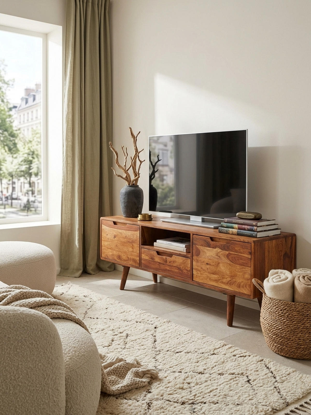 LOWBOARD Massivholz Landhausstil mit Stauraum Handgefertigt - Braun, Holz (135/51/45cm) - KADIMA DESIGN