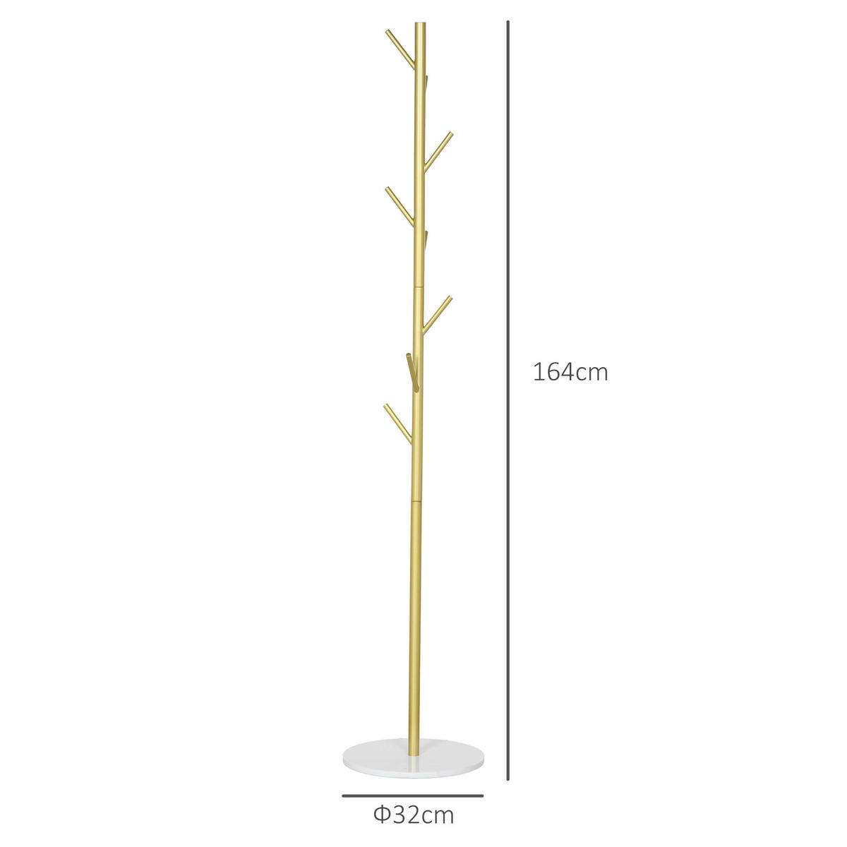 GARDEROBENSTÄNDER Goldfarben 1 Stück - Goldfarben, Metall (32/164/32cm) - GiPP