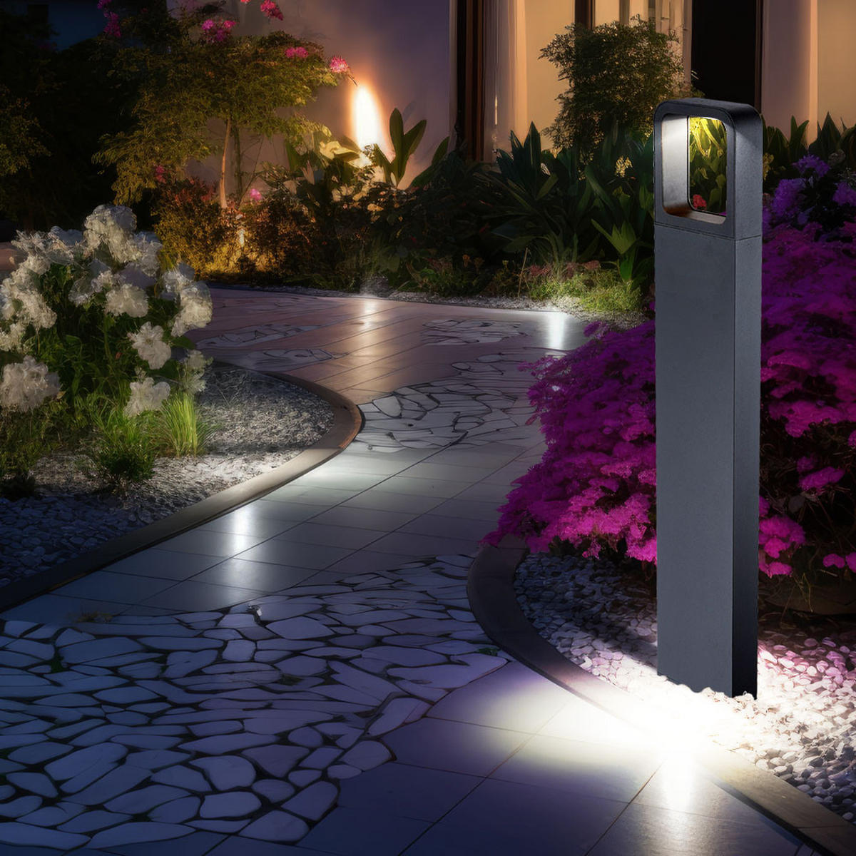 LED AUSSENSTEHLEUCHTE Aluminium Dunkelgrau - Schwarz, Metall (12/5/65cm) - Globo Lighting