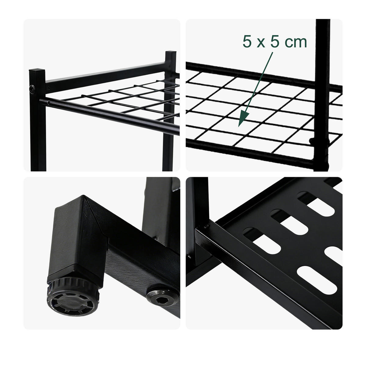 REDSKAPSSTÄLL Svart för 35 trädgårdsredskap stål - Svart, Metall (43/76/39cm) - Relaxdays