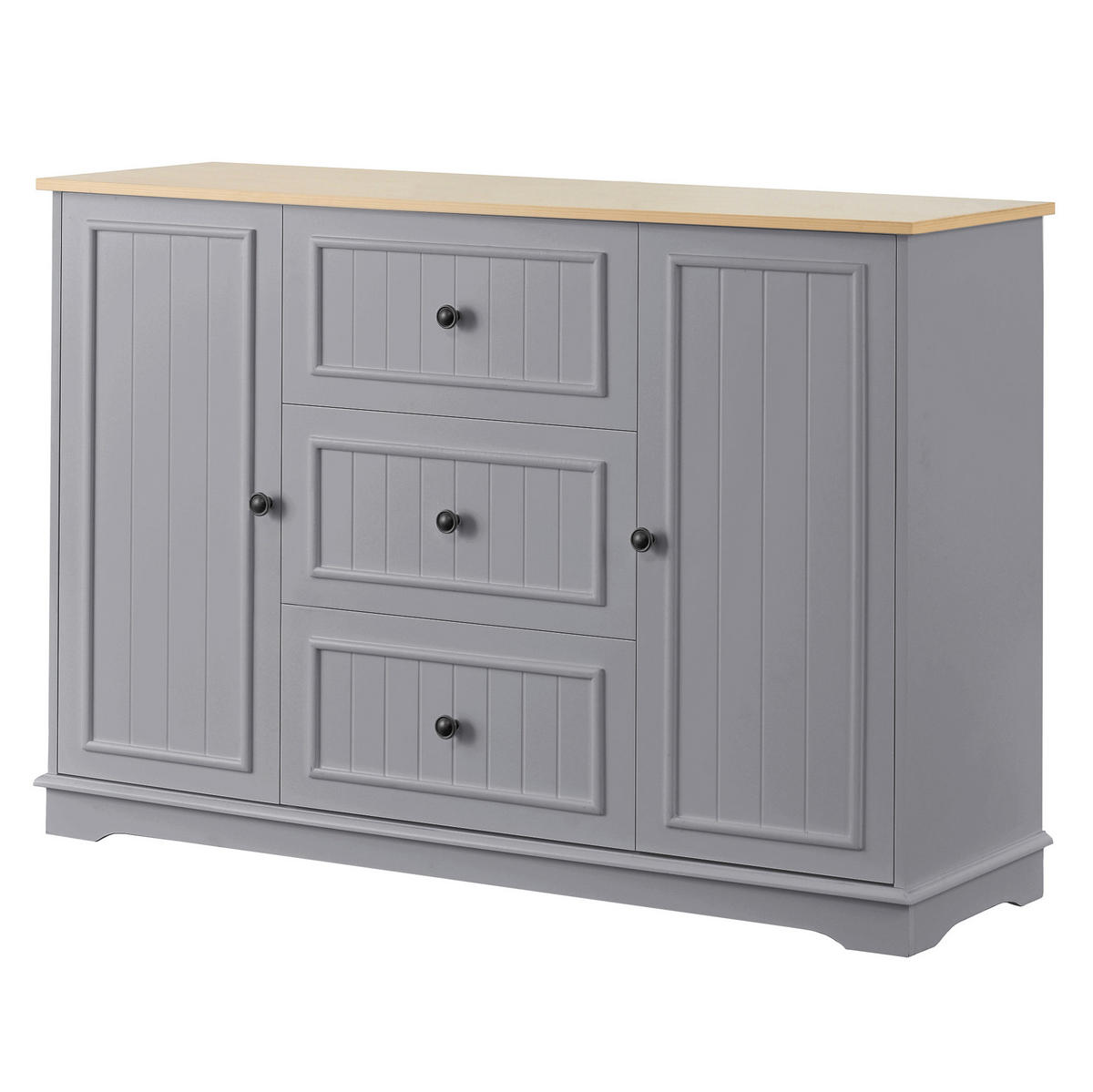 SIDEBOARD mit 3 Schubladen 126 x 40 x 86 cm MDF Grau - Grau, Holzwerkstoff (126/86/40cm) - Meubliv