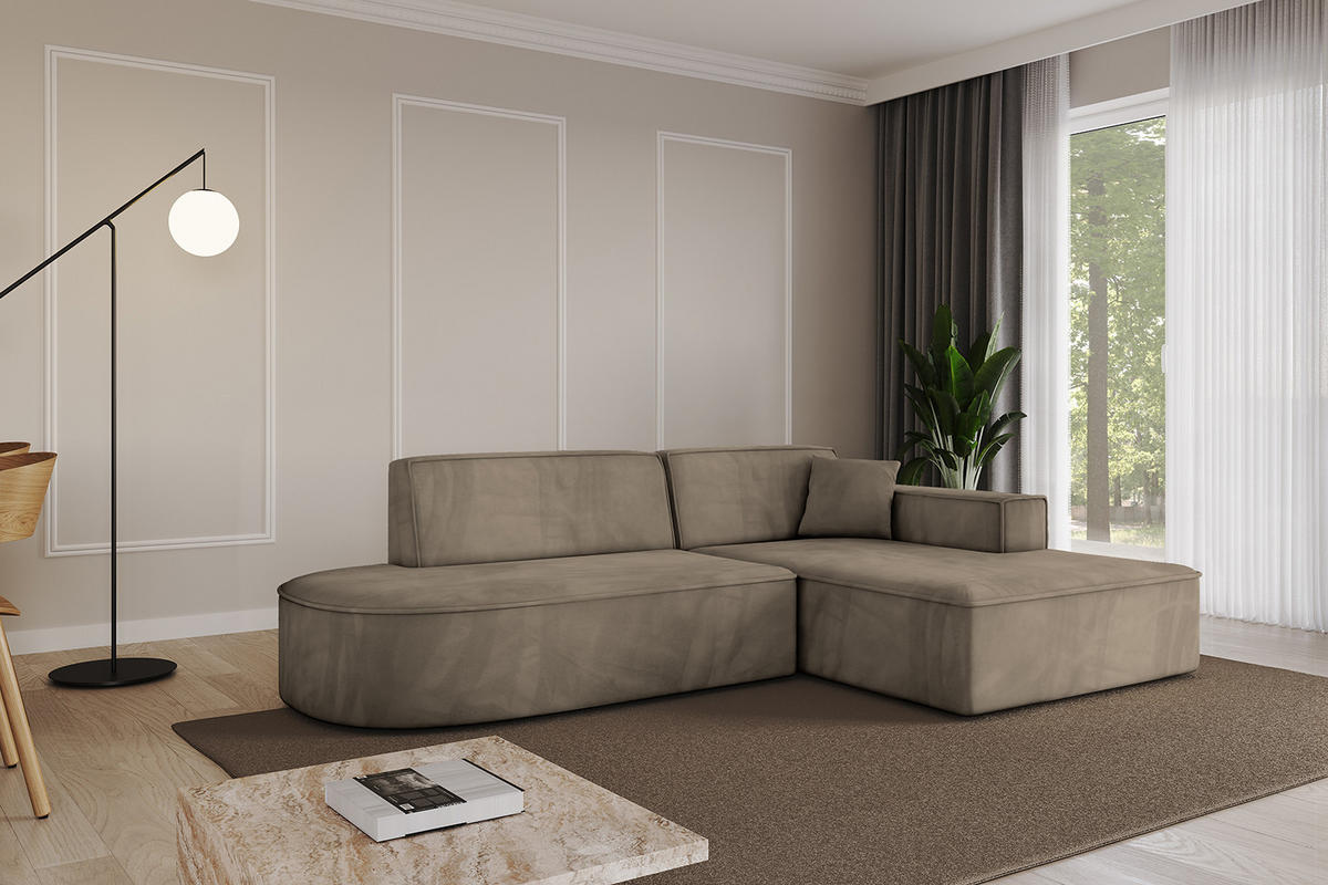 ECKSOFA Ottomane Rechts IREA-L1-v4 - 234x171x79 cm Braun - Braun, Holzwerkstoff/Textil (171/234cm) - ALTDECOR