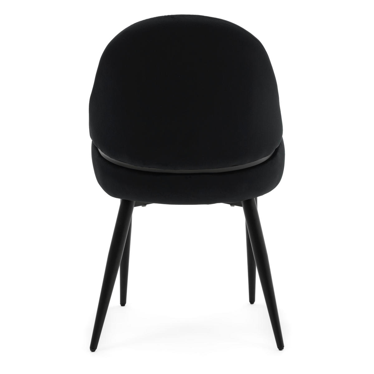 STUHL BERGAMO gepolsterter mit Steppung - schwarz - Samt Velour - Schwarz, Textil/Metall (56/91/61cm) - NEW HOME