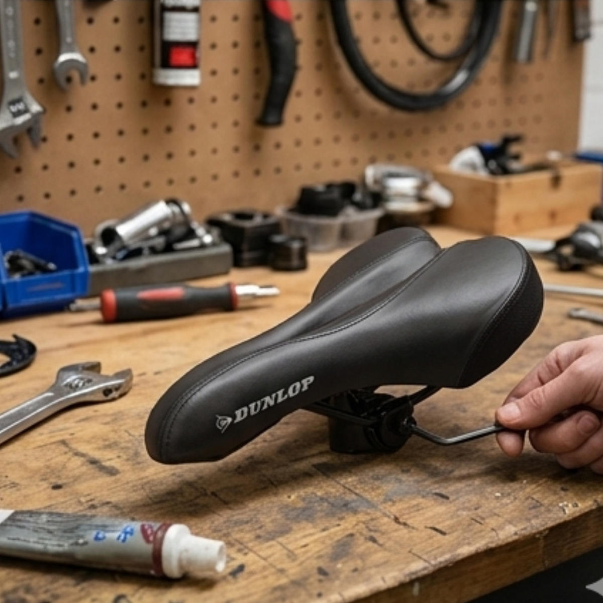 FAHRRADSATTEL FGM19 – Ergonomischer MTB Gel-Sattel für Damen & Herren – Komfortsattel für Mountainbike, Rennrad & Trekkingrad, Atmungsaktiv - Schwarz, Textil (20/8/27cm) - Dunlop