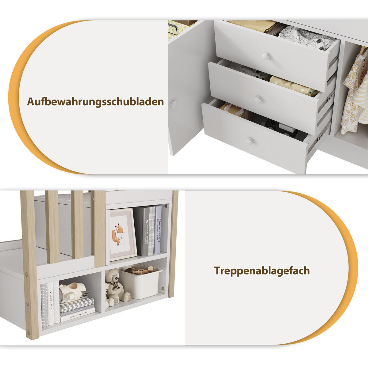 VYVÝŠENÁ posteľ 90/200 cm MDF biela, s úložným priestorom a schodmi - biela, kompozitné drevo (90/200cm) - BEAOK