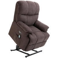 SESSEL mit Aufstehhilfe, Massagesessel, Relaxsessel mit USB-Anschluss, Samt - Braun, Kunststoff (95/105/83cm) - HOMCOM