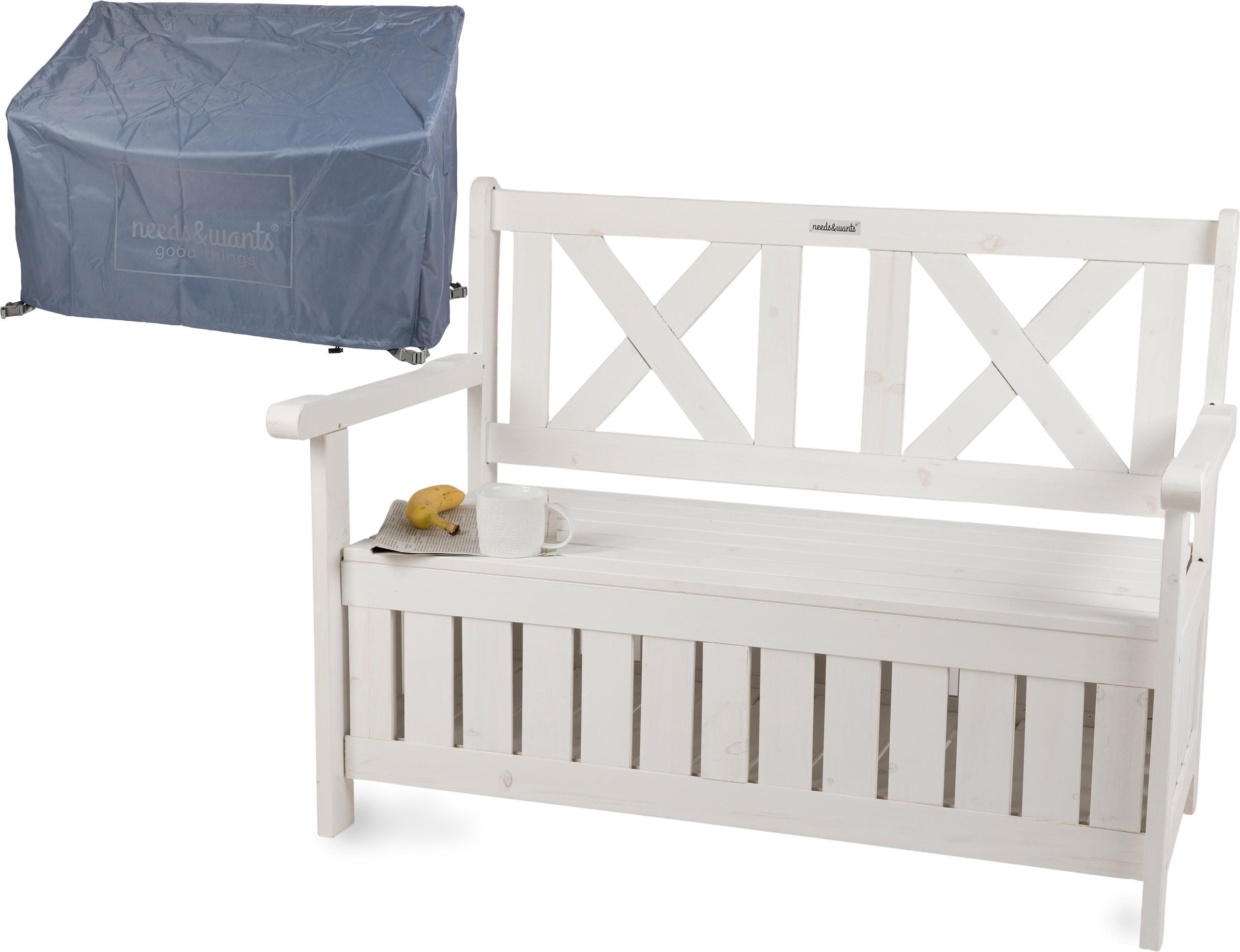 GARTENBANK Chesty2 - Weiß, Holz (115/85/58cm) - needs&wants