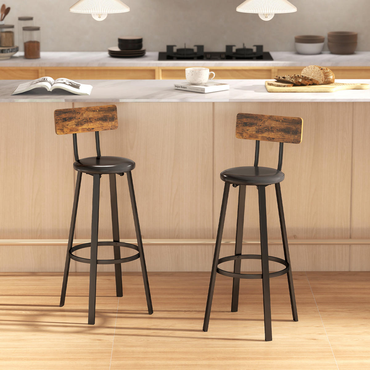 BARHOCKER 2er-Set Rostfarben 41.6/36.5/99.5 cm - Rostfarben, Holzwerkstoff (36.5/99.5/41.6cm)
