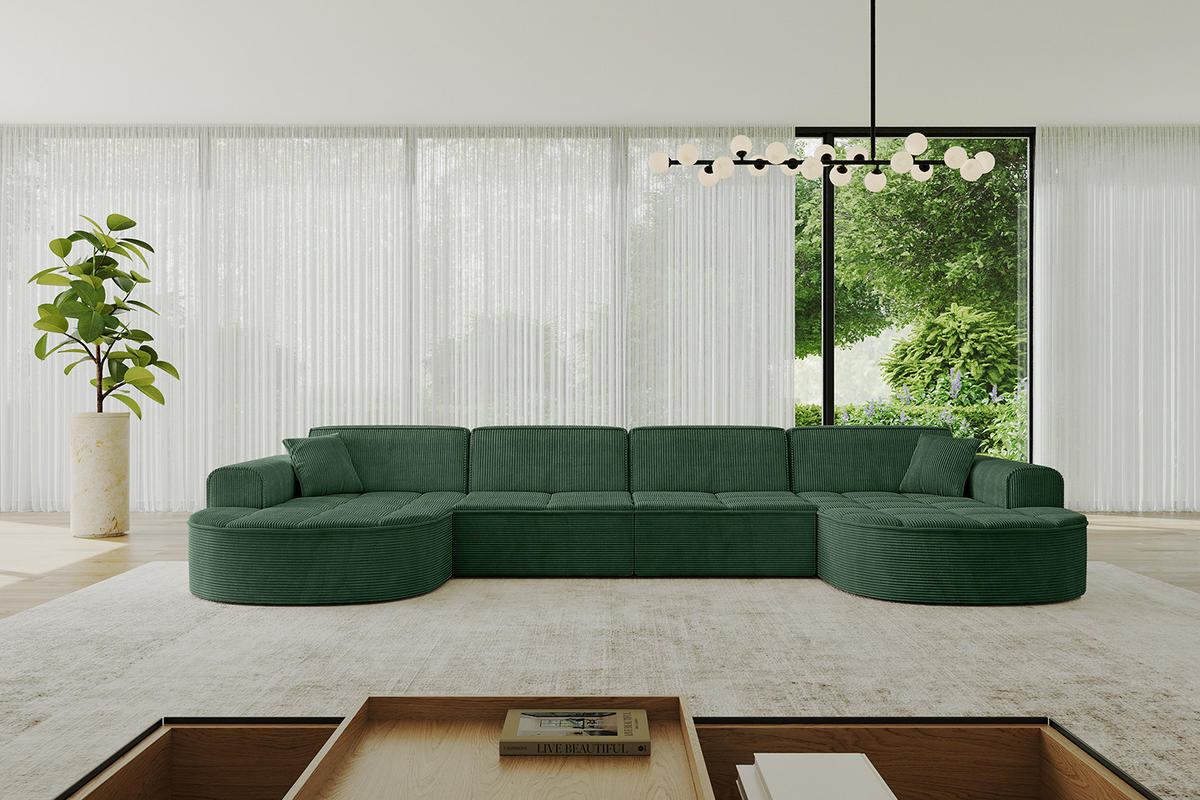 WOHNLANDSCHAFT TARO-U2 - 388x171x79,5 cm Grün - Grün, Holzwerkstoff/Textil (388/79.5/171cm) - ALTDECOR