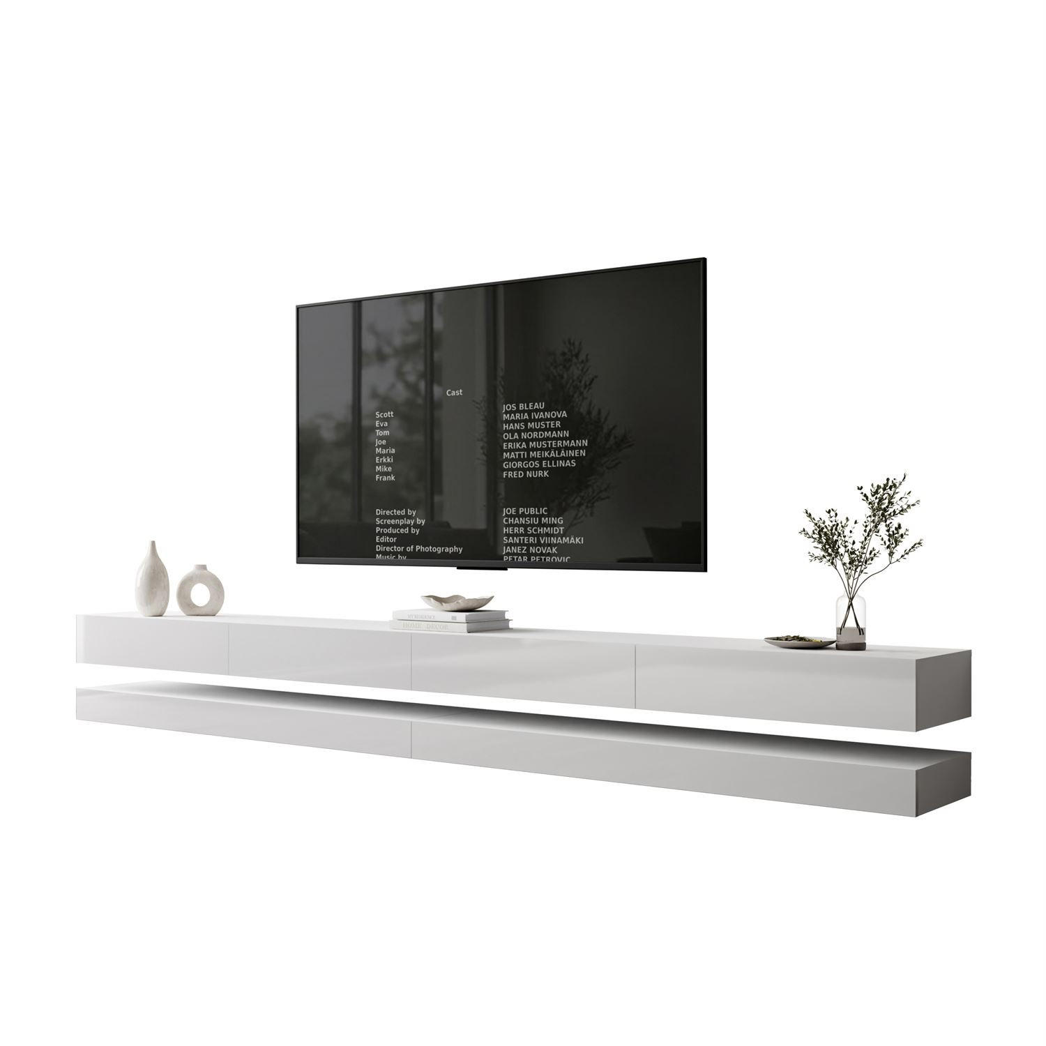 TV-RACK SKY 280 cm, Weiß hochglanz - Weiß, Holzwerkstoff (280/25/34cm) - Lookway