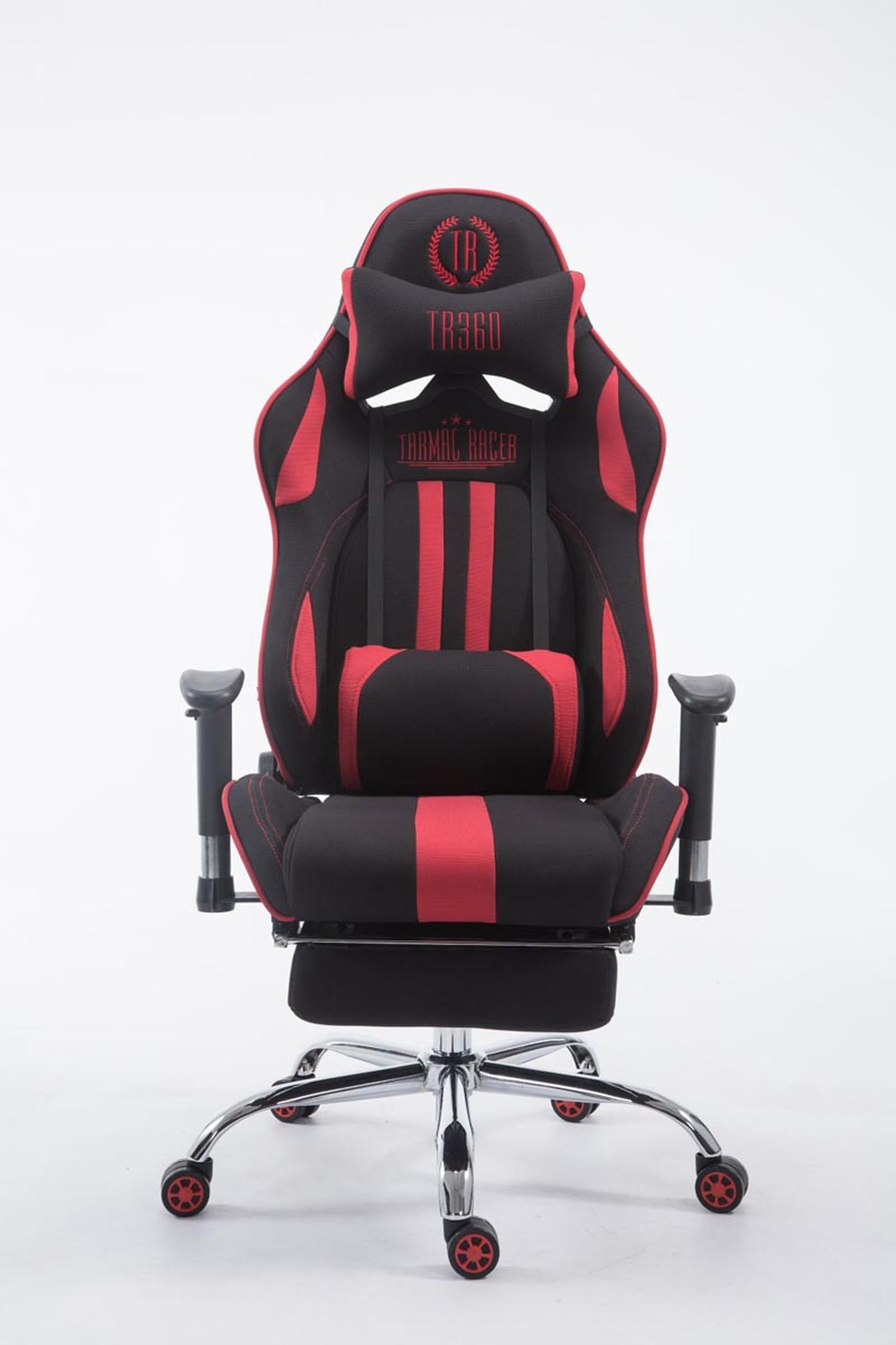 GAMINGSTUHL Limitless-2, Stoff mit Fußablage Schwarz/Rot - Rot, Textil/Metall (70/135/58cm) - TPFLiving