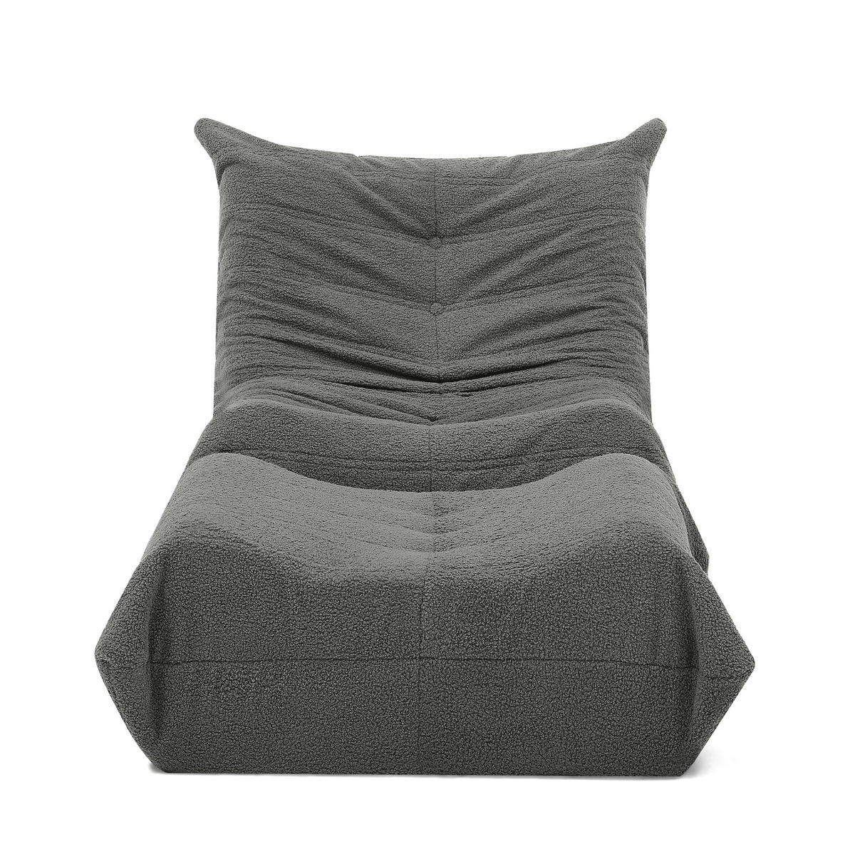 SCHLAFSESSEL mit Fußhocker Teddyfell Grau 2er-Set - Grau, Kunststoff (90/70/100cm) - Beauniv