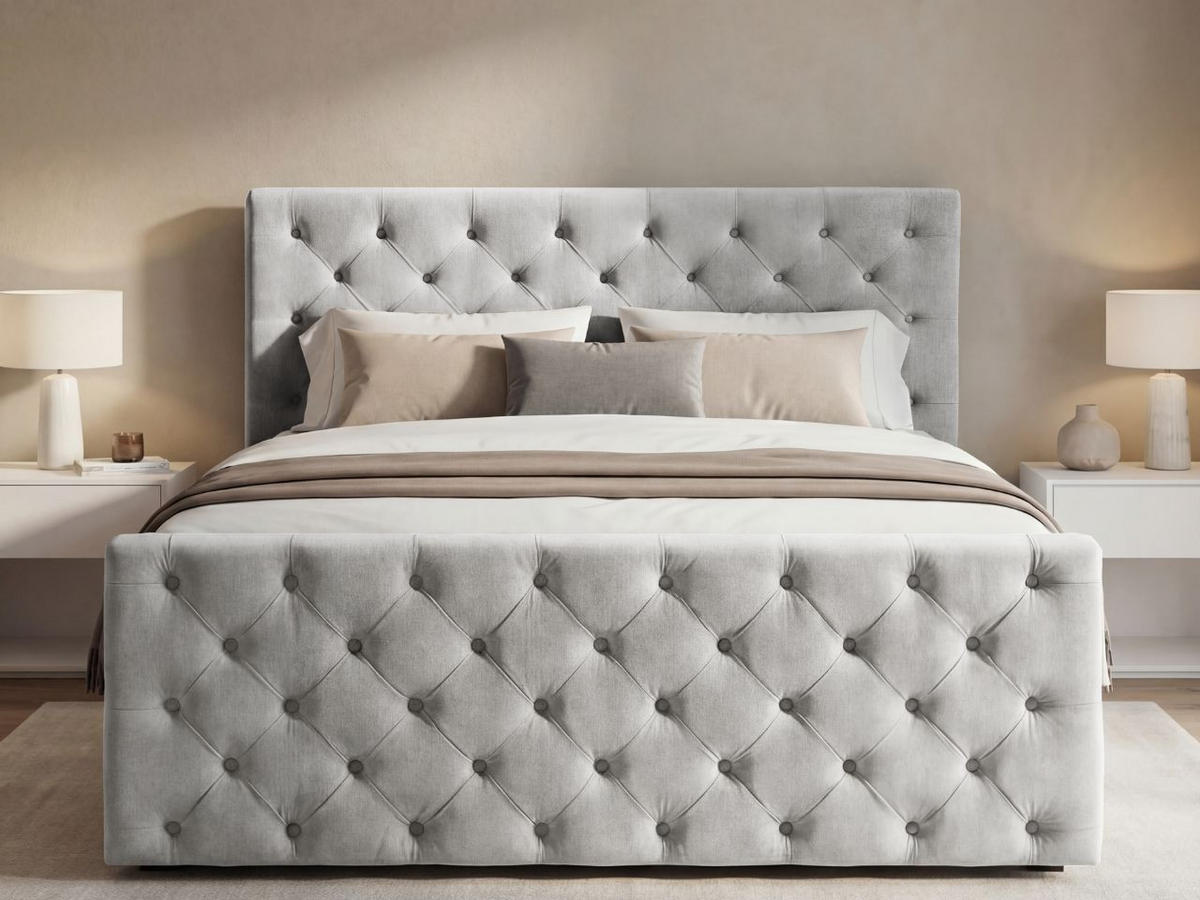 BOXBETT Montego 180x200 Hellgrau - Hellgrau, Holz/Textil (180/200cm) - Graingold