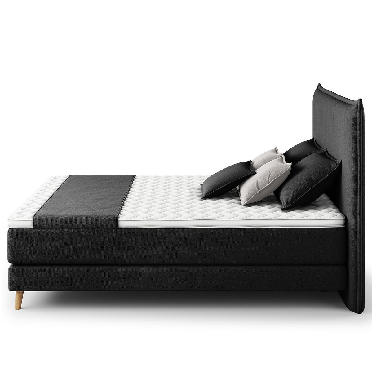 BOXSPRINGBETT - Klassisch - Schwarz, Holz (180/200cm) - home24