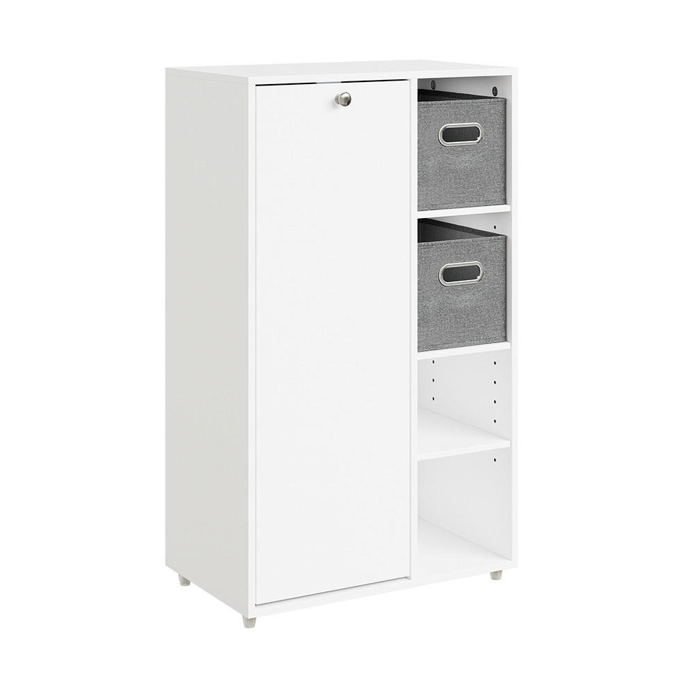 WÄSCHESCHRANK mit einer Tür Weiß 50x30x85cm Modern - Weiß, Holzwerkstoff (30/85/50cm) - SoBuy